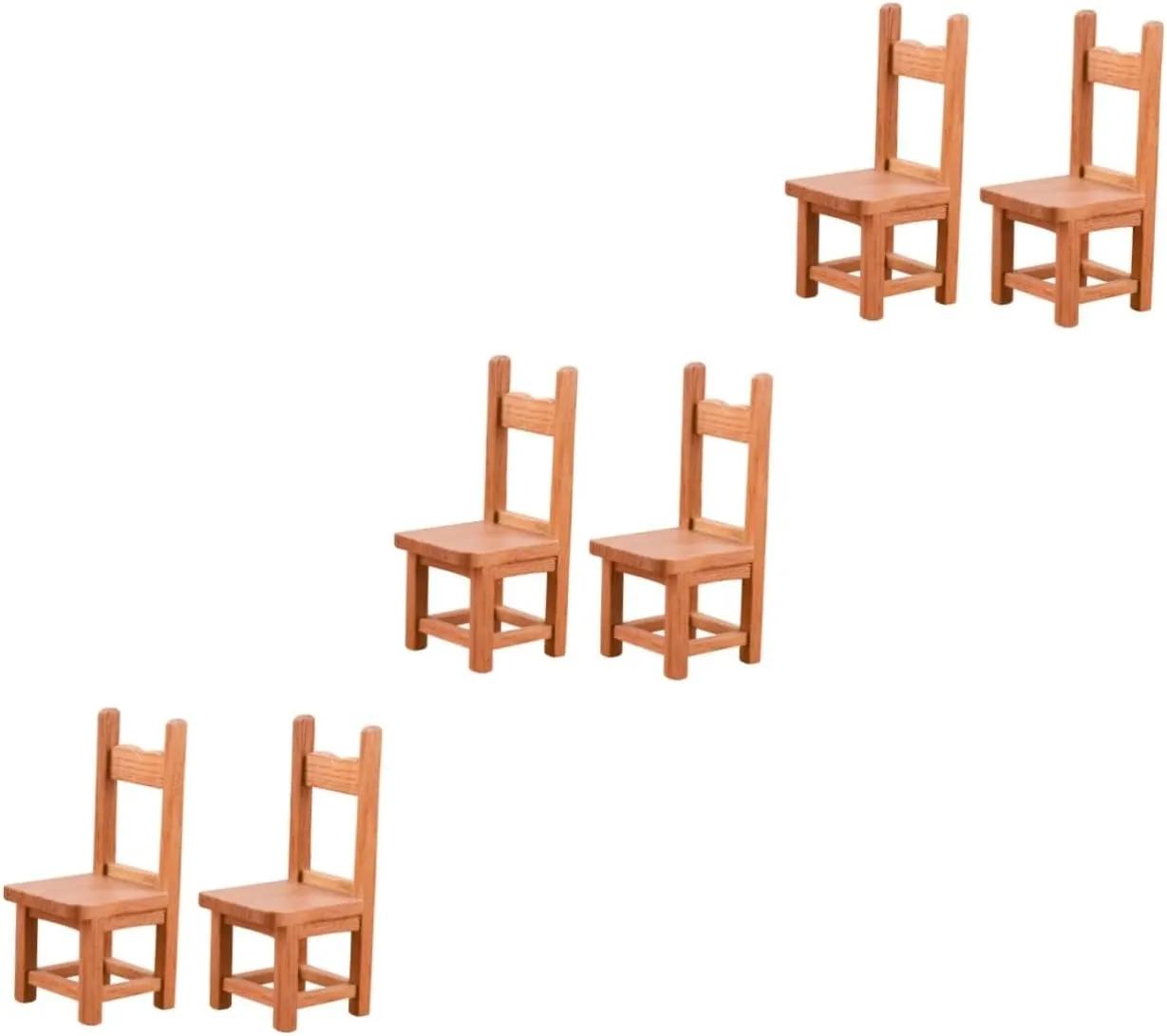 IMIKEYA 3sets Vividly Designed Miniature House Wooden Chair Ornament for Dollhouse Decor 2pcs*3