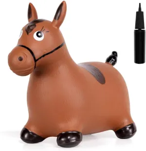 Inflatable Bouncy Hopping Horse Toy for Toddlers with Air Pump - 3,4,5 Year Old Boy and Girl Farm Toy Birthday Gift; Durable Toddler Horse Riding Indoor Outdoor Toy; Bouncy Hopper Horse Ride On Toy