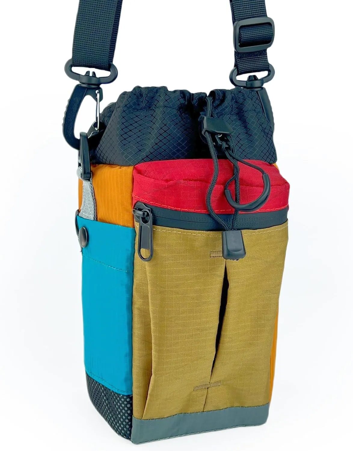 Insulated Water Bottle Carrier with Strap 40oz Tumbler Bag with Phone Pocket Water Bottle Holder for Cruiser, Scooter, Mountain, Hiking, Road Bike, with 3 Adjustable Velcro Strap