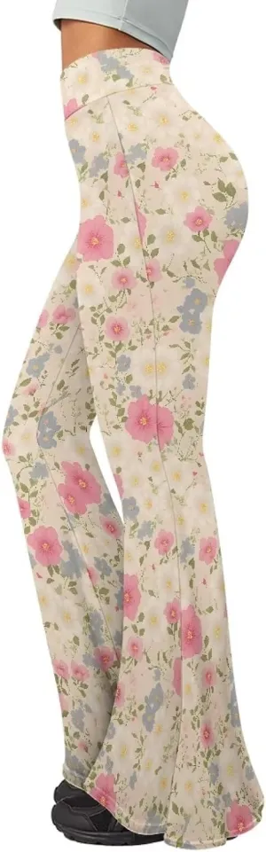 Irisjudy Women's Tiger Print Flare Yoga Pants High Waist Workout Bootleg Pants Butterfly Tummy Control Lounge Sweatpants