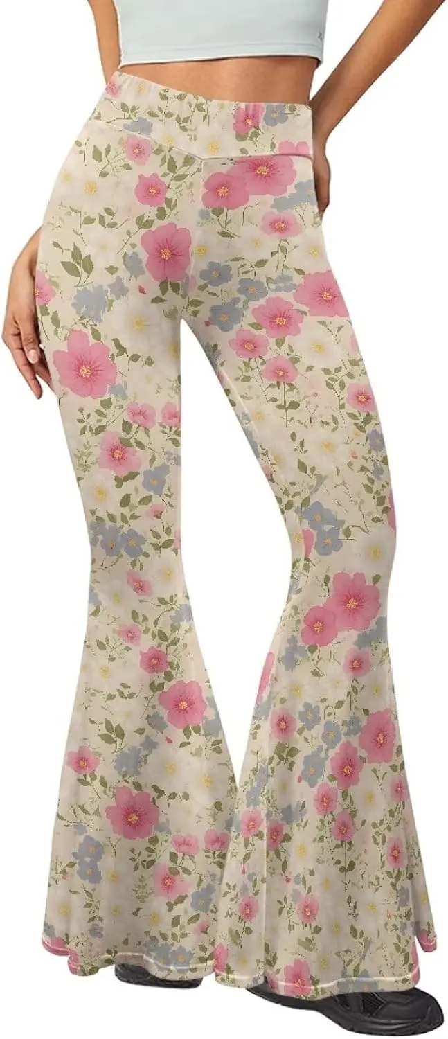 Irisjudy Women's Tiger Print Flare Yoga Pants High Waist Workout Bootleg Pants Butterfly Tummy Control Lounge Sweatpants