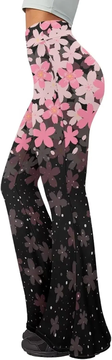 Irisjudy Women's Tiger Print Flare Yoga Pants High Waist Workout Bootleg Pants Butterfly Tummy Control Lounge Sweatpants