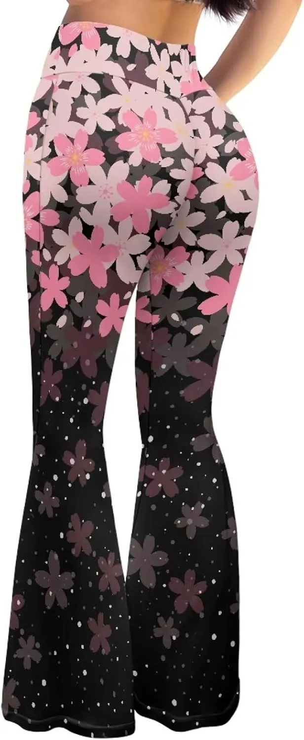 Irisjudy Women's Tiger Print Flare Yoga Pants High Waist Workout Bootleg Pants Butterfly Tummy Control Lounge Sweatpants