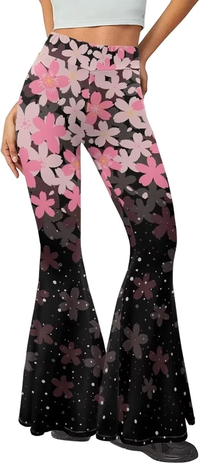 Irisjudy Women's Tiger Print Flare Yoga Pants High Waist Workout Bootleg Pants Butterfly Tummy Control Lounge Sweatpants