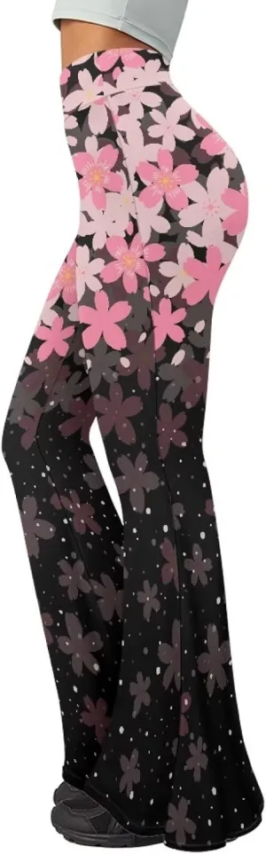 Irisjudy Women's Tiger Print Flare Yoga Pants High Waist Workout Bootleg Pants Butterfly Tummy Control Lounge Sweatpants