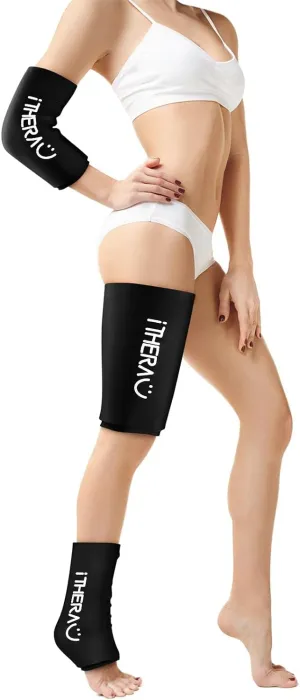 iTHERAU Cold & Hot Therapy Compression Sleeve Gel Ice Pack for Elbow, Calf, Ankle, Knee, Therapy for Sprains, Arthritis, Elbow Pain, Tendonitis - Black,Middle