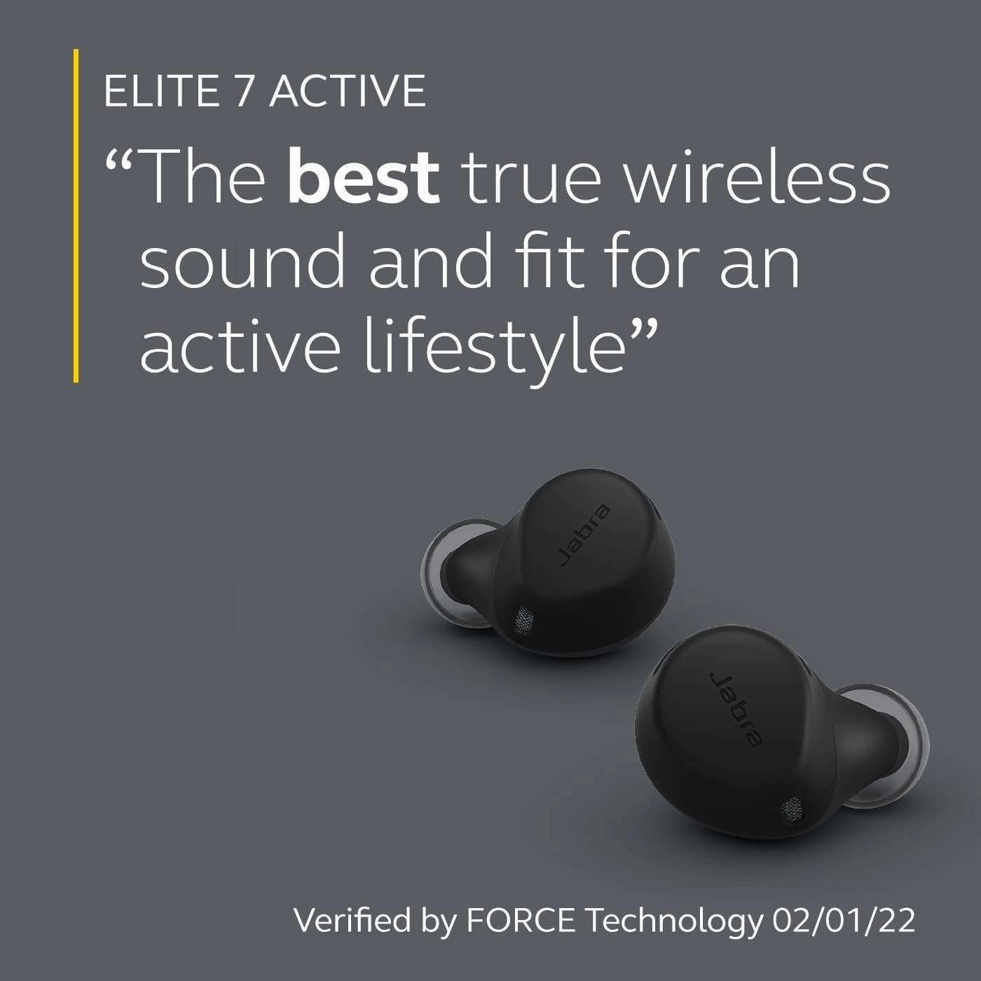 Jabra Elite 7 Active in-Ear Bluetooth Earbuds - True Wireless Sports Ear Buds ShakeGrip for The Ultimate Active fit and Adjustable Active Noise Cancellation - Black