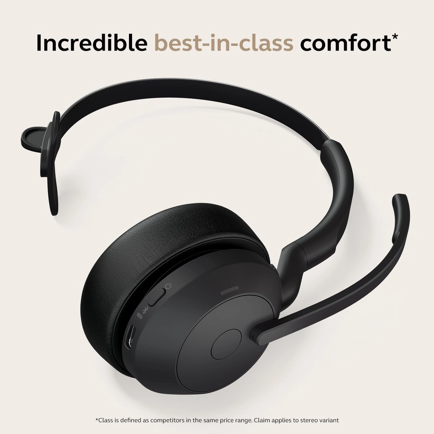 Jabra Evolve2 55 Mono Wireless Headset with Charging Stand AirComfort Technology, Noise-Cancelling Mics & Active Noise Cancellation - Works with UC Platforms Such as Zoom & Google Meet - Black