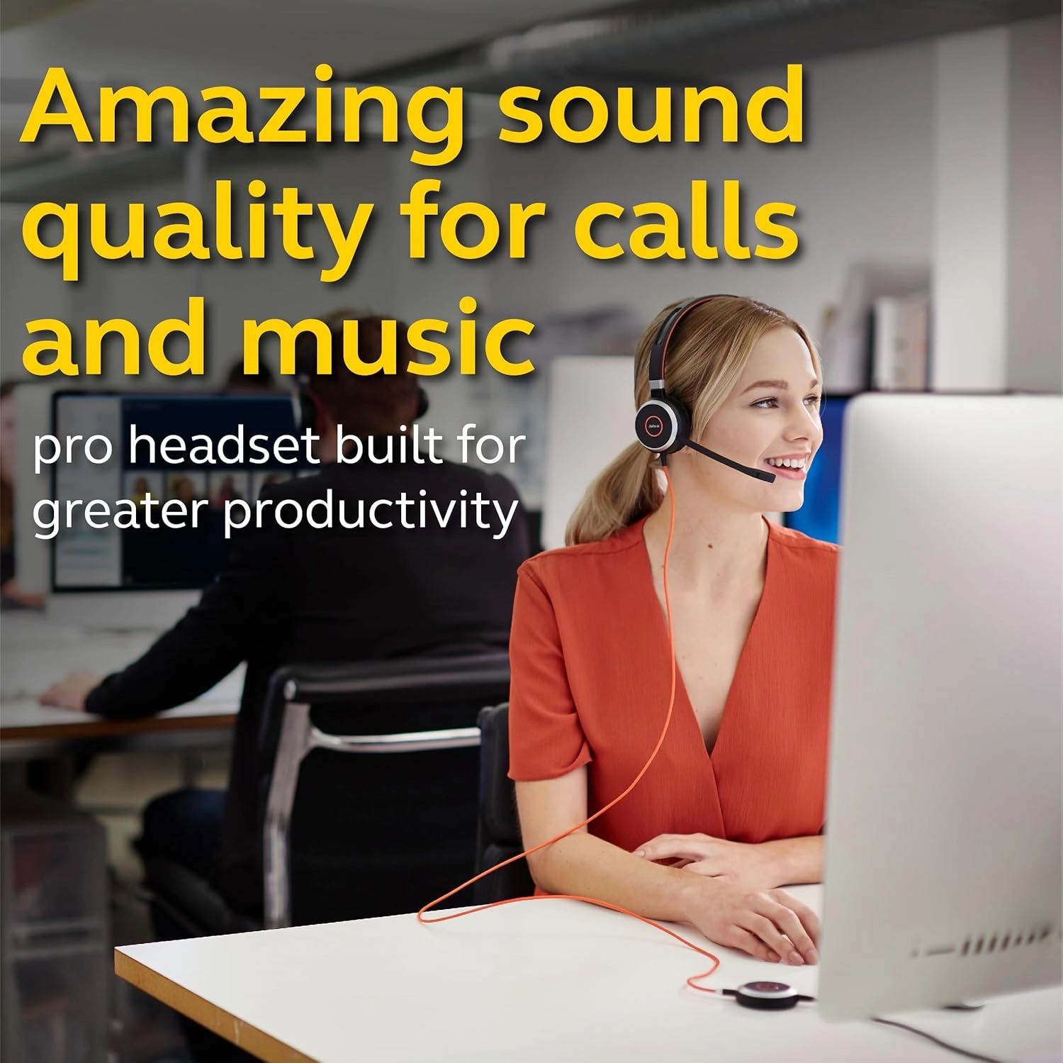 Jabra Evolve 40 MS Professional Wired Headset, Mono – Telephone Headset for Greater Productivity, Superior Sound for Calls and Music, 3.5mm Jack/USB Connection, All-Day Comfort Design, MS Optimized