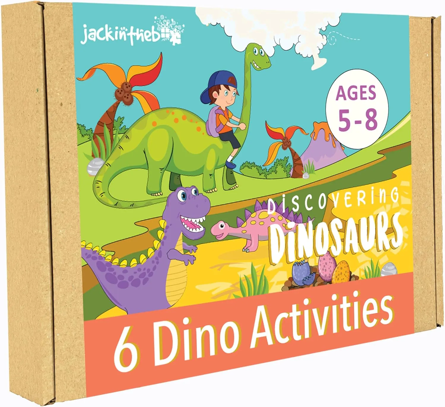 jackinthebox Dinosaur Themed Craft Kit and Educational Toy for Boys and Girls, Comes with 6 Activities-in-1 Kit, Makes Great Gift for Kids Aged 5 to 8 Years Old, Also is Learning STEM Toys