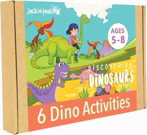 jackinthebox Dinosaur Themed Craft Kit and Educational Toy for Boys and Girls, Comes with 6 Activities-in-1 Kit, Makes Great Gift for Kids Aged 5 to 8 Years Old, Also is Learning STEM Toys