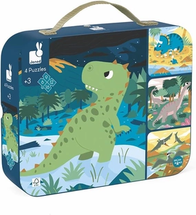 Janod 4 Progressive Dinosaur Jigsaw Puzzles 6, 9, 12 & 16 Piece - Ages 3 Years  - J02657