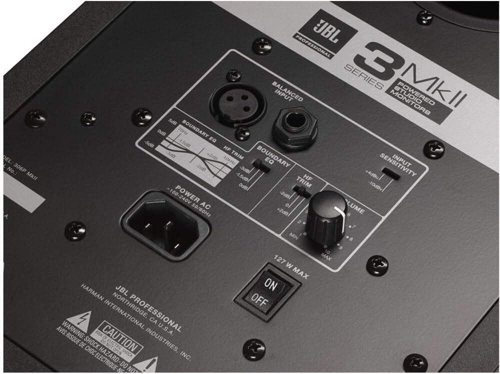 JBL Professional 308P MkII 8-Inch, 2-Way, Powered, Active Monitor Speaker for Near Field Music Production, Studio Monitor, Desktop Computer, Hi-Fi Audio. Sold individually, Black