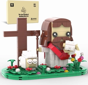 Jesus Building Set, The Good Shepherd Little Jesus Figures with Sheep and Grassland Scenes, Easter for for Boys and Girls Ages 6 and Up