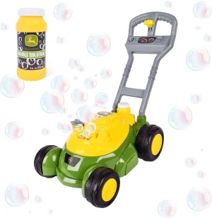 John Deere Bubble Lawn Mower for Toddlers, Bubble Blowing Machines, Indoor and Outdoor Gardening Toy, Birthday, Party Favor for Preschool Girls and Boys, No Batteries Required, 2 