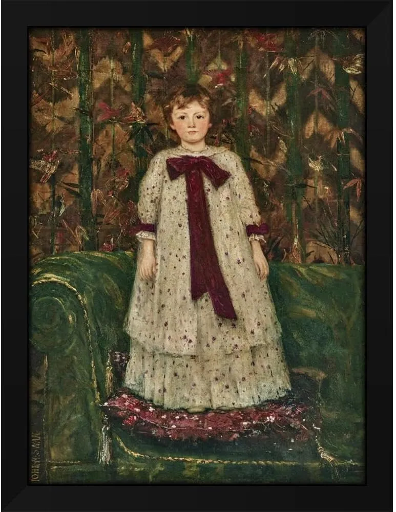 John Macallan Swan 28x37 Extra Large Black Modern Framed Art Print Titled: Portrait of Miss Elfrida Marjorie Eden, Later Countess of Warwick (1887-1943), as a Child (1893)