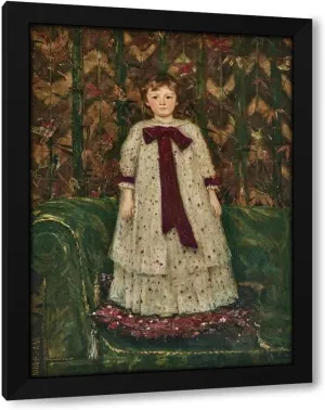 John Macallan Swan 28x37 Extra Large Black Modern Framed Art Print Titled: Portrait of Miss Elfrida Marjorie Eden, Later Countess of Warwick (1887-1943), as a Child (1893)