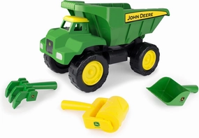 John Deere Big Scoop Dump Truck Toy with Sandbox Tools - Construction Toys Featuring Dump Truck, Sand Toys, and Tractor Wheel Roller - Kids Sandbox Toys - Easter Gifts for Kids - Ages 3 Years and Up