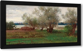 Joseph Wopfner 40x25 Extra Large Black Modern Framed Art Print Titled: Weiden Am Chiemsee