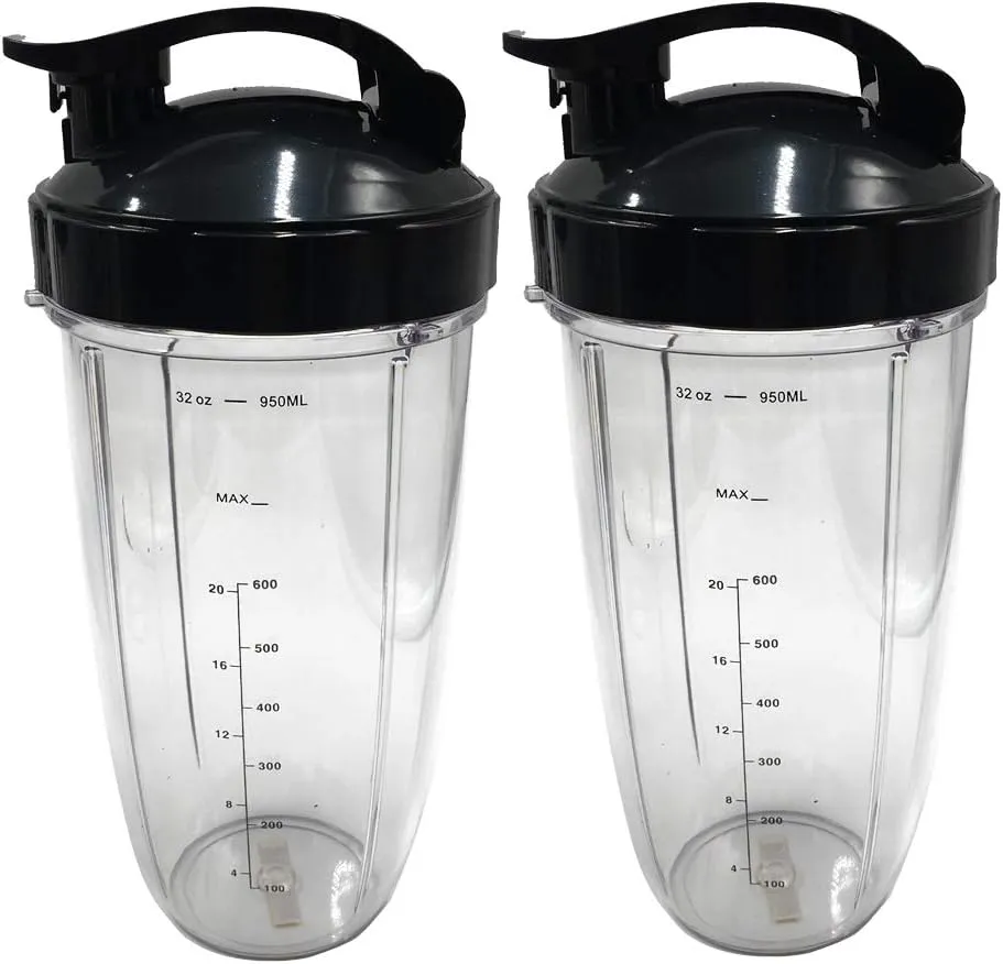 JOYSTAR 2pcs Replacement parts 32oz Huge cup with Flip Top To-Go Lid, Compatible with Nutribullet prime/balance/lean/Max/select with 1200W Blender Juicer (4)