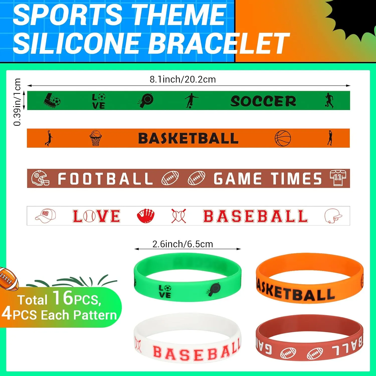 Junkin 162 Pcs Sport Party Favors Set, Sport Gift Bag Fillers Balls Wristband Keychains Sticker Bracelet Whistle Cards for Basketball Soccer Baseball Football Kids Party Gift (Chic)