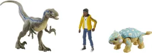 ​Jurassic World Camp Cretaceous Darius 3 Figure Storypack, Darius, Velociraptor Blue & Ankylosurus Bumpy, Authentic Decoration & Movable Joints, for Ages 4 & Up [Amazon Exclusive]