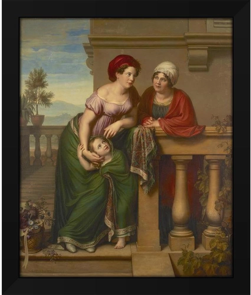 Karl Jakob Theodor Leybold 20x24 Black Modern Framed Art Print Titled: A Family of Actors (1816)