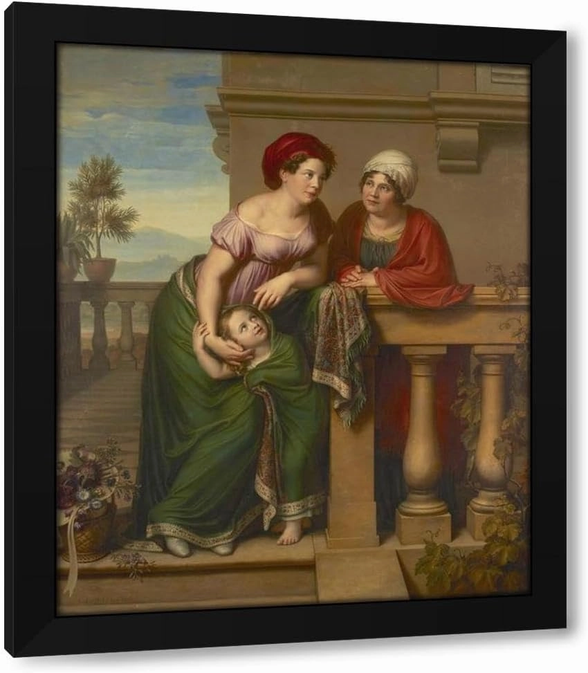Karl Jakob Theodor Leybold 20x24 Black Modern Framed Art Print Titled: A Family of Actors (1816)