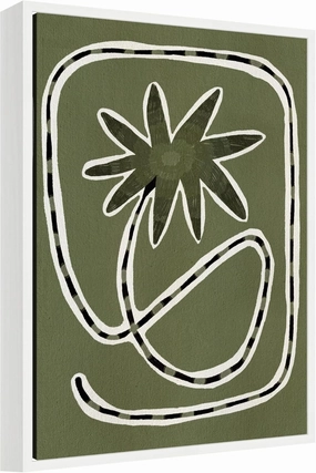 Kate and Laurel Delicate Bloom 18 Framed Canvas Wall Art by Shatha Al Dafai 18 x 24 Sylvie White, Modern, Abstract, Flowers Art for Wall Decor, Living Room, Bedroom