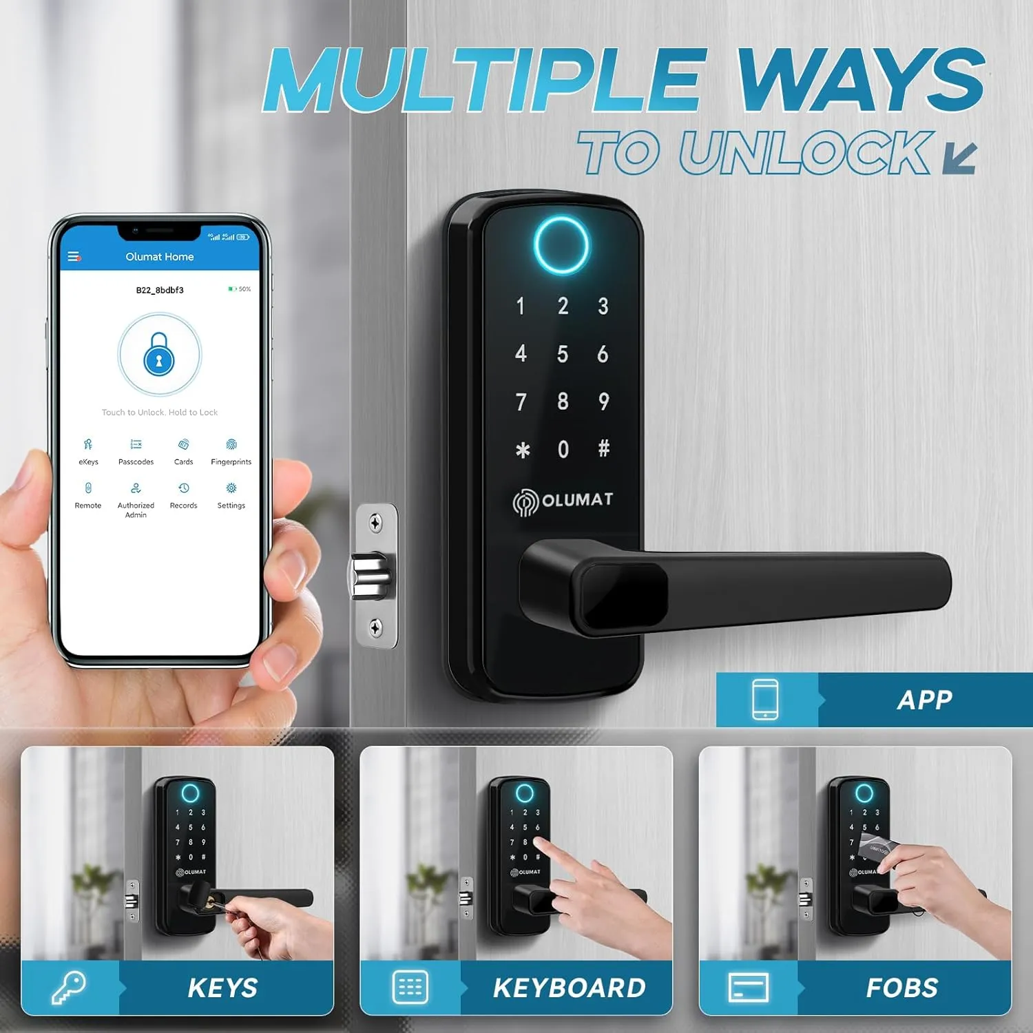 Keyless Entry Fingerprint Door Lock with Keypad for Home, Rental, Garage, Office and Hotel