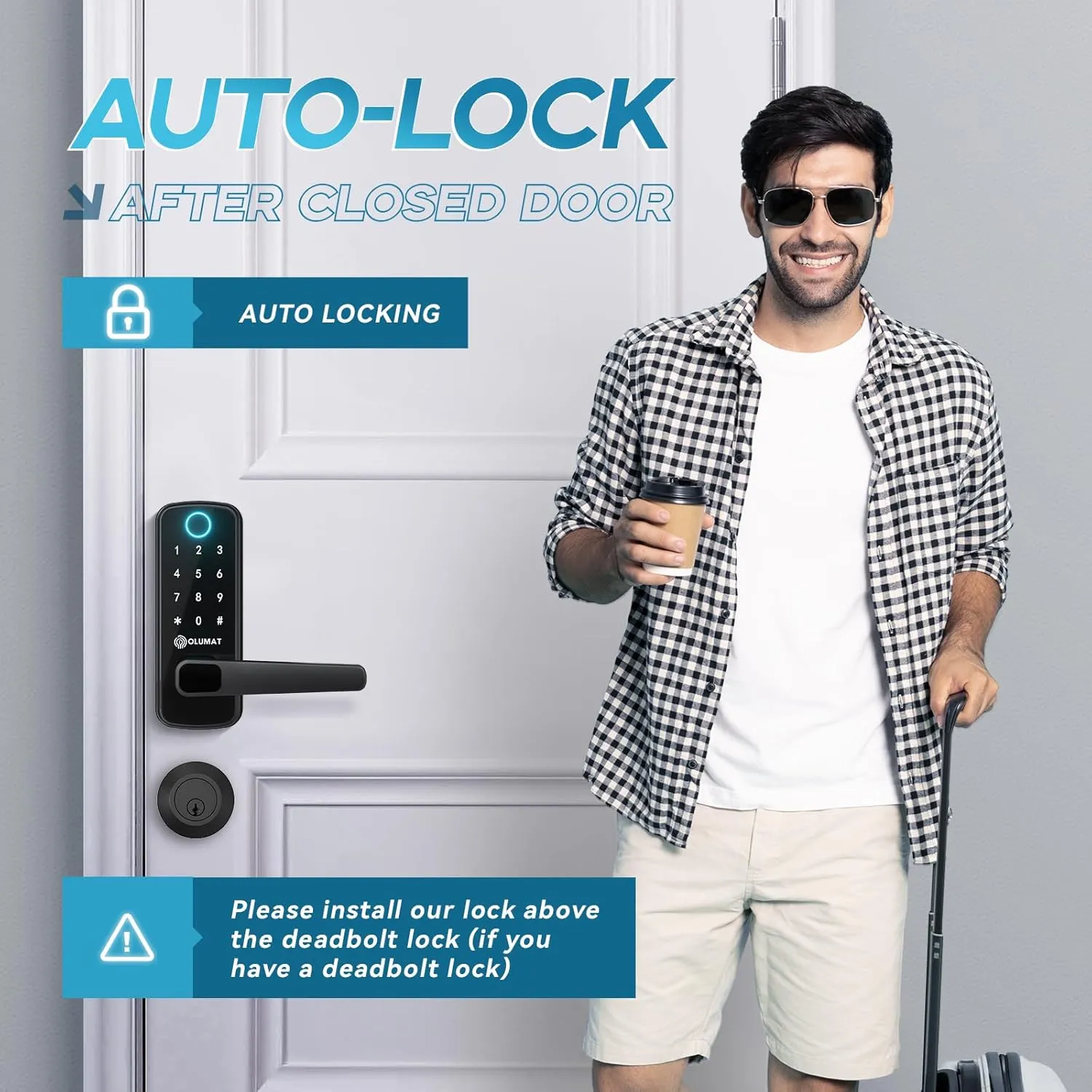 Keyless Entry Fingerprint Door Lock with Keypad for Home, Rental, Garage, Office and Hotel