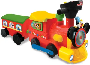 Kiddieland Toys Limited Battery-Powered Mickey Choo, 12 months to 36 months with Caboose & Tracks Ride On, Reflecting Colors May Vary ,9.5 x 14.25 x 31.5 inches