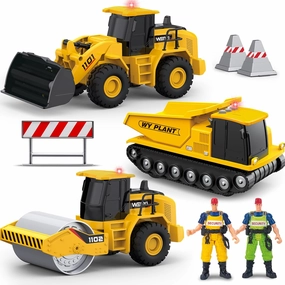 Kids Construction Truck Toys for 3 4 5 6 7 Years Old Boys, Include Dump Truck, Bulldozer, Road Roller Vehicles Toys, Cars Toy Gift for Boys Girls