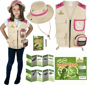 Kids Explorer Costume including Safari Vest and Hat - Boys & girls aged between 4-6 - Role play as paleontologist, zoo keeper, park ranger or fishing