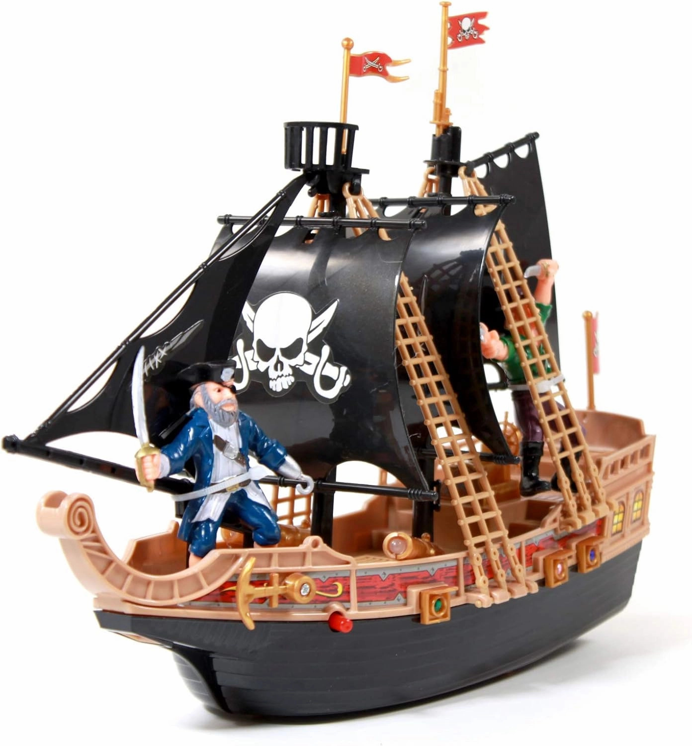 Kids Light Up Pirate Ship Adventure Toy Real Sounds, Black