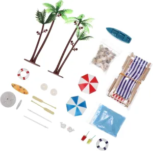 Kisangel 18pcs Beach Style Micro Landscape Ornaments Set Colorful Miniature Decorations for Fairy Garden Dollhouse Potted Plants and Festive Home Decor