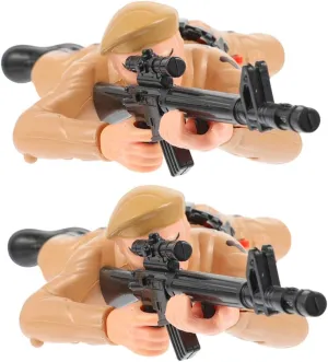 Kisangel 2pcs Electric Crawling Soldier Figurines Interactive Army Action Figures for Inspiring Early Learning Imaginative Play Educational for Boys
