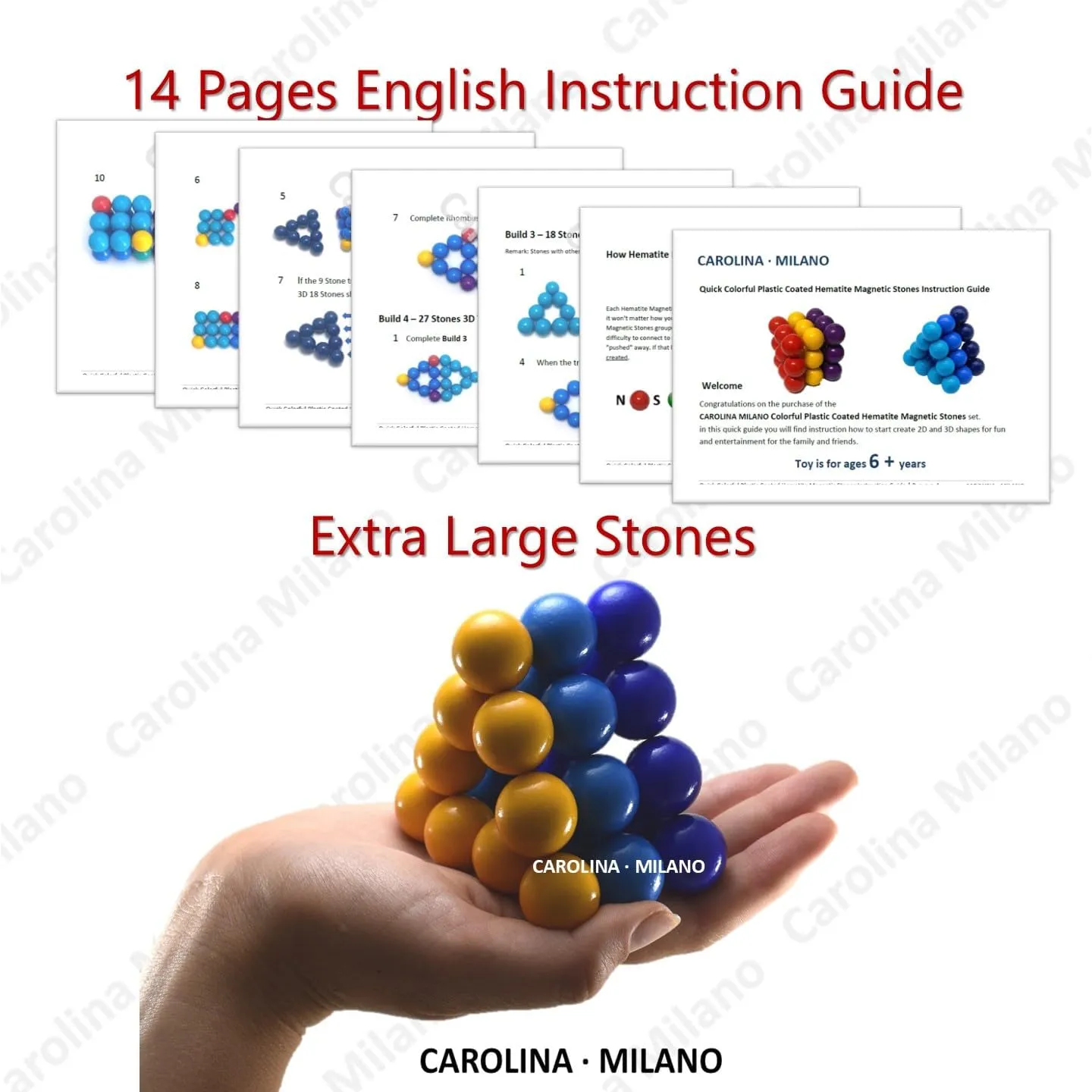 Kit Toys 27 PCS Colorful Magnets Building Blocks, Large Hematite Magnetic Stones, Stress Relief Autism, Home Office Kids Adults Intelligence Development Birthday Party