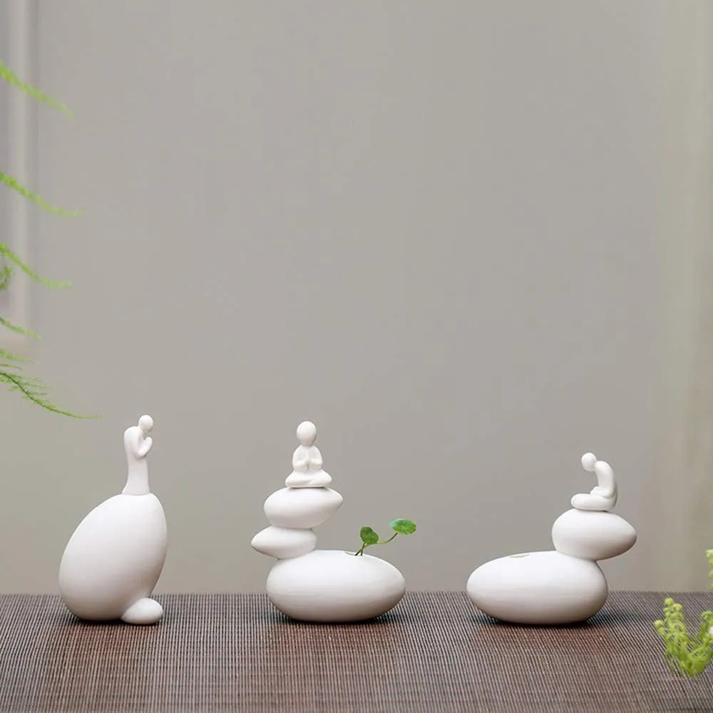 KJYHXX Creative Simple Ceramic no Phase Buddha Figure Monk hydroponic Flower Arrangement Device Home Office Desktop Small Ornaments (02)