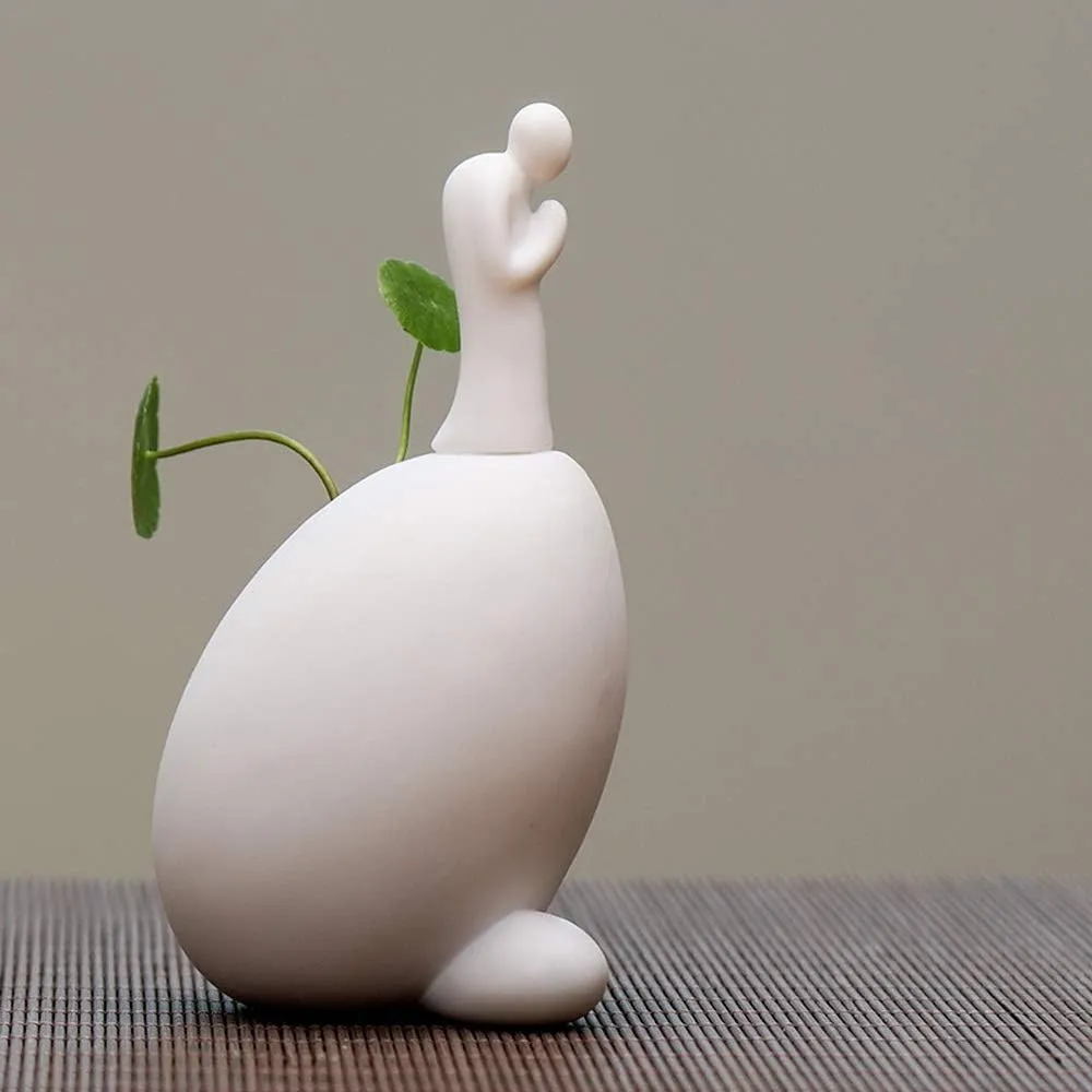 KJYHXX Creative Simple Ceramic no Phase Buddha Figure Monk hydroponic Flower Arrangement Device Home Office Desktop Small Ornaments (02)