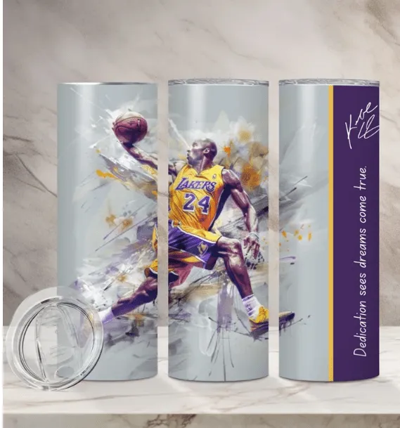 Kobe Bryant 20oz Tumbler – Basketball Legend Edition (with Straw)