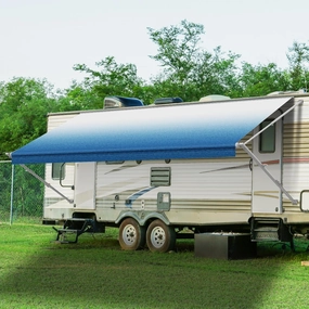 Kohree 14' Manual RV Awning Complete Kit, Camper Retractable Awning Assemblies for RV or Trailers, RV Roll Out Trailer Awning for 5th Wheel,Toy Haulers,Motohome (Fabric 13.2", White Frame)