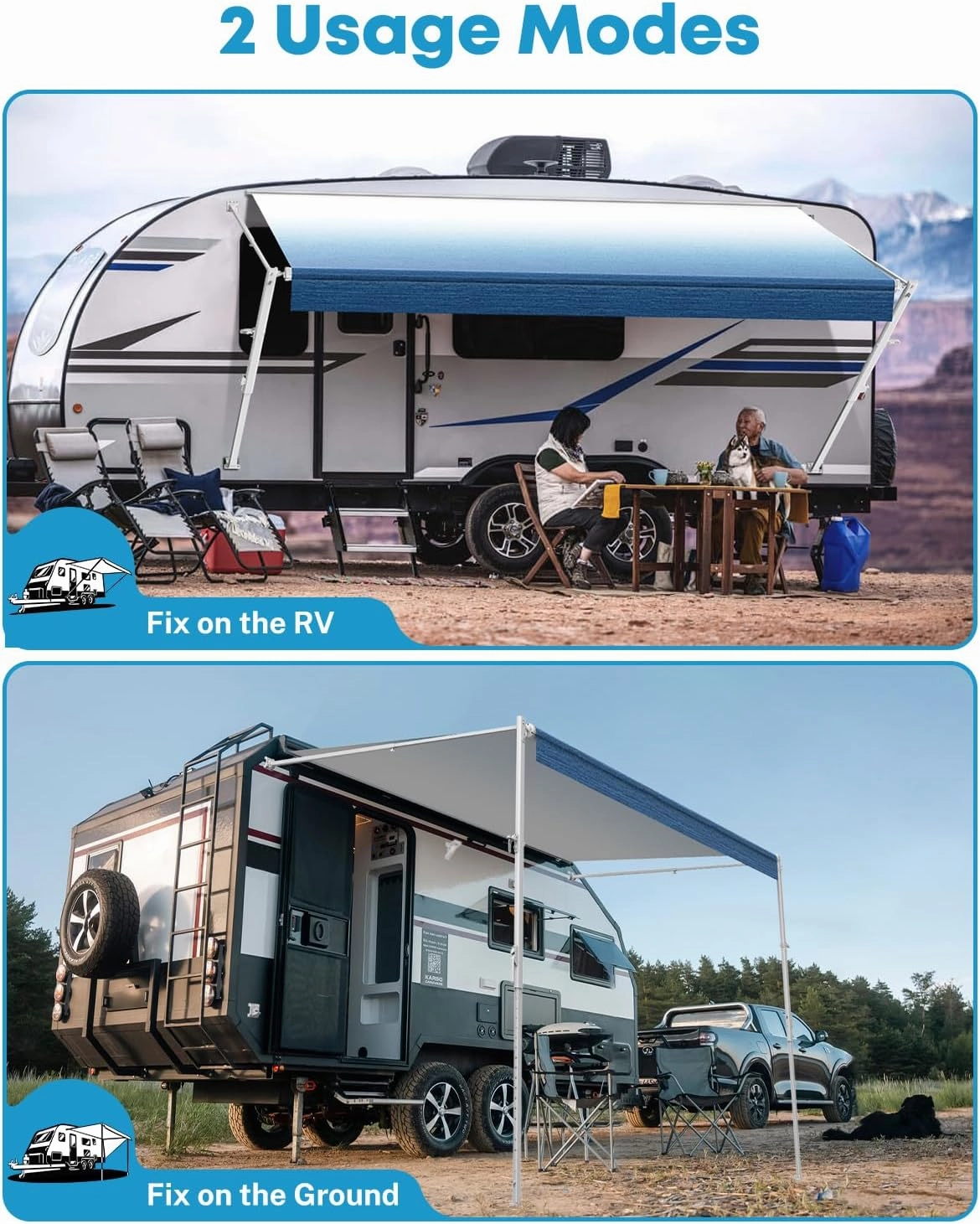 Kohree 14' Manual RV Awning Complete Kit, Camper Retractable Awning Assemblies for RV or Trailers, RV Roll Out Trailer Awning for 5th Wheel,Toy Haulers,Motohome (Fabric 13.2", White Frame)