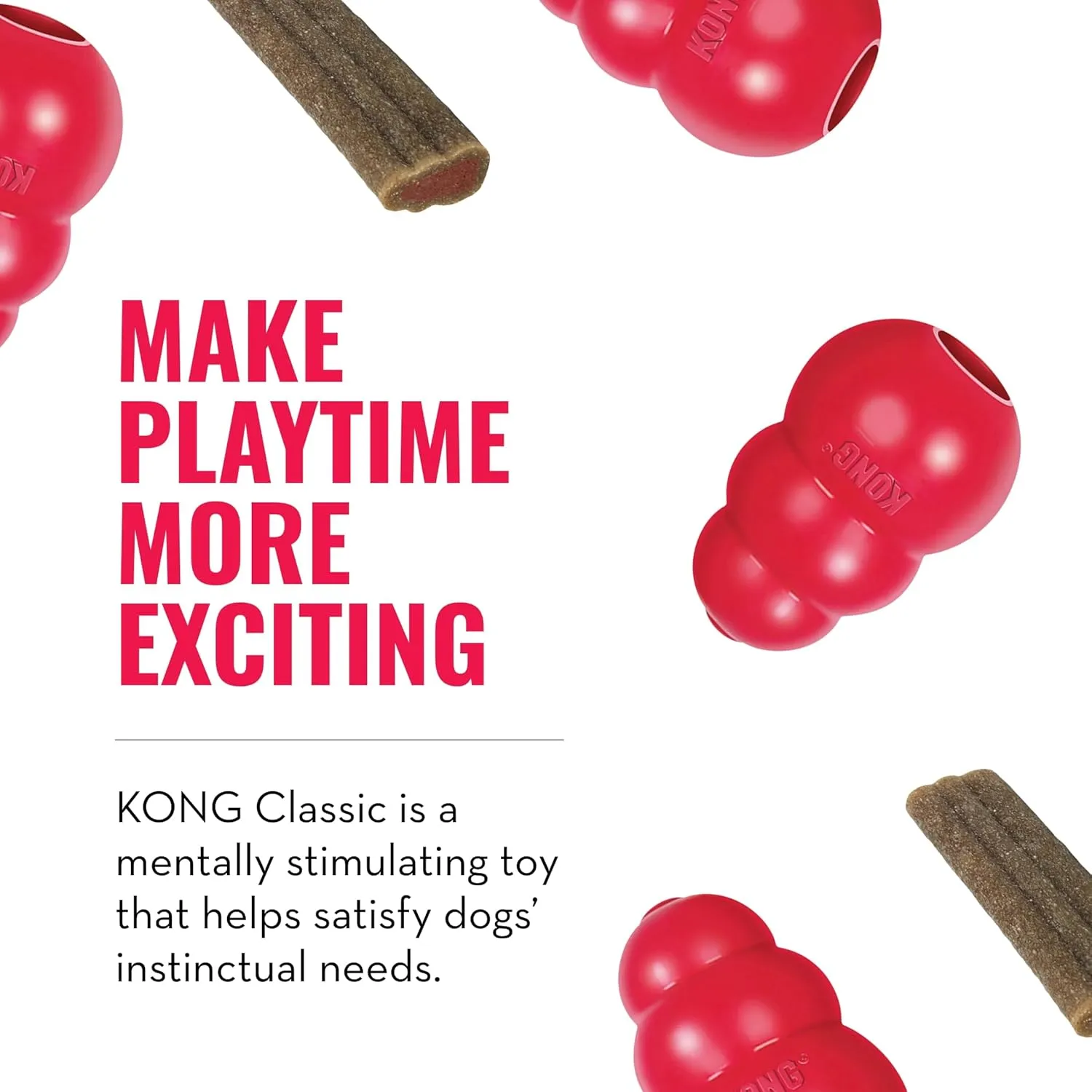 KONG Classic Toy & Ziggies Treats Combo Pack - Durable Chew Toy for Dogs - with Ziggies Chicken-Flavored Treats - Dog Accessories for Fun & Health - for Small Dogs