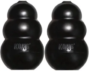 Kong Extreme Dog Toy 2-Pack, Large - Tough Chew Toys for Aggressive Chewers - Black Durable Rubber