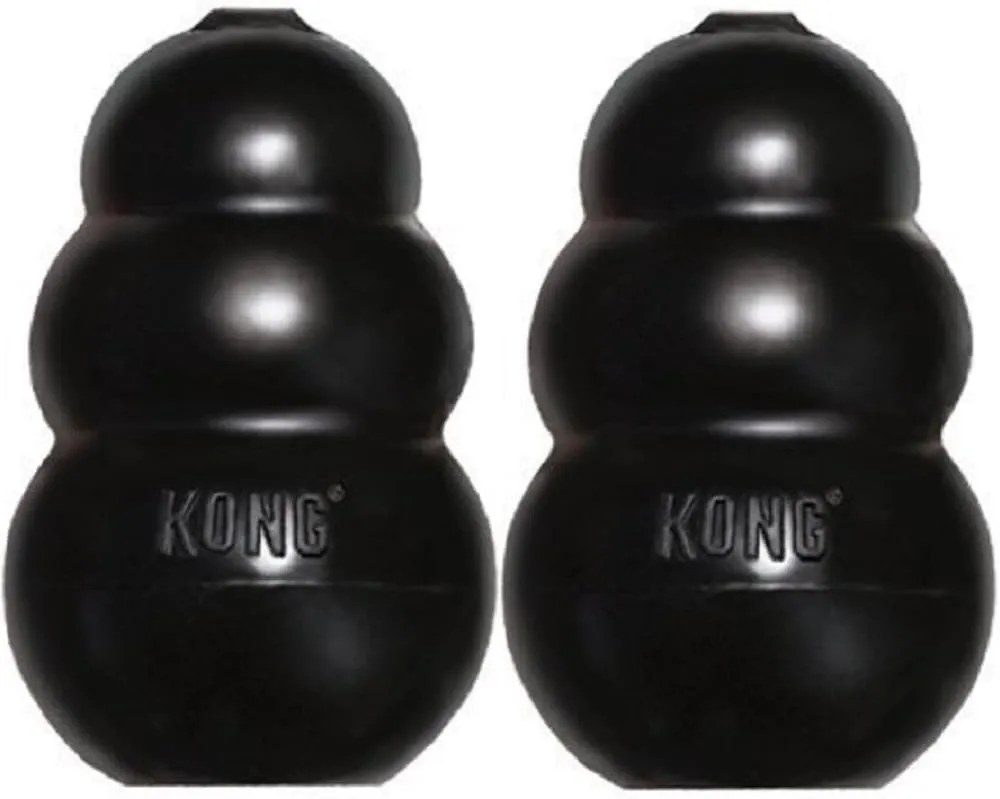 Kong Extreme Dog Toy 2-Pack, Large - Tough Chew Toys for Aggressive Chewers - Black Durable Rubber