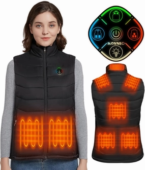KOVNLO Womens Heated Vest, 4 in 1 Smart Controller, Lights-out Design, Lightweight Heating Vest (Battery Pack Not Included)