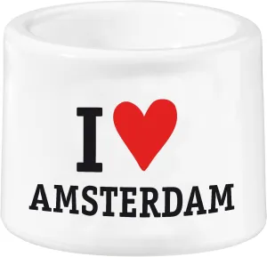 Koziol Love Amsterdam Egg Cup with Print, 5.4 x 5.4 x 4.2 cm, White