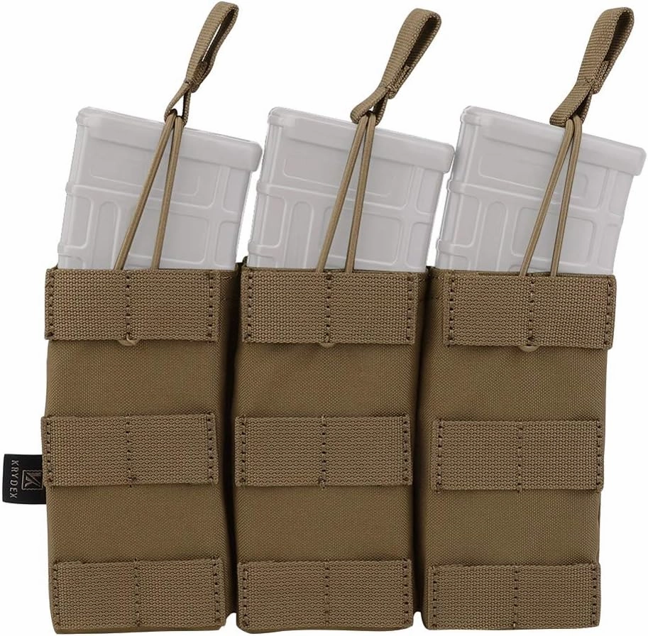KRYDEX Tactical MOLLE Single/Double/Triple Open-Top 5.56mm Mag Pouch with MOLLE Strap for M4 M16 .223 Magazines