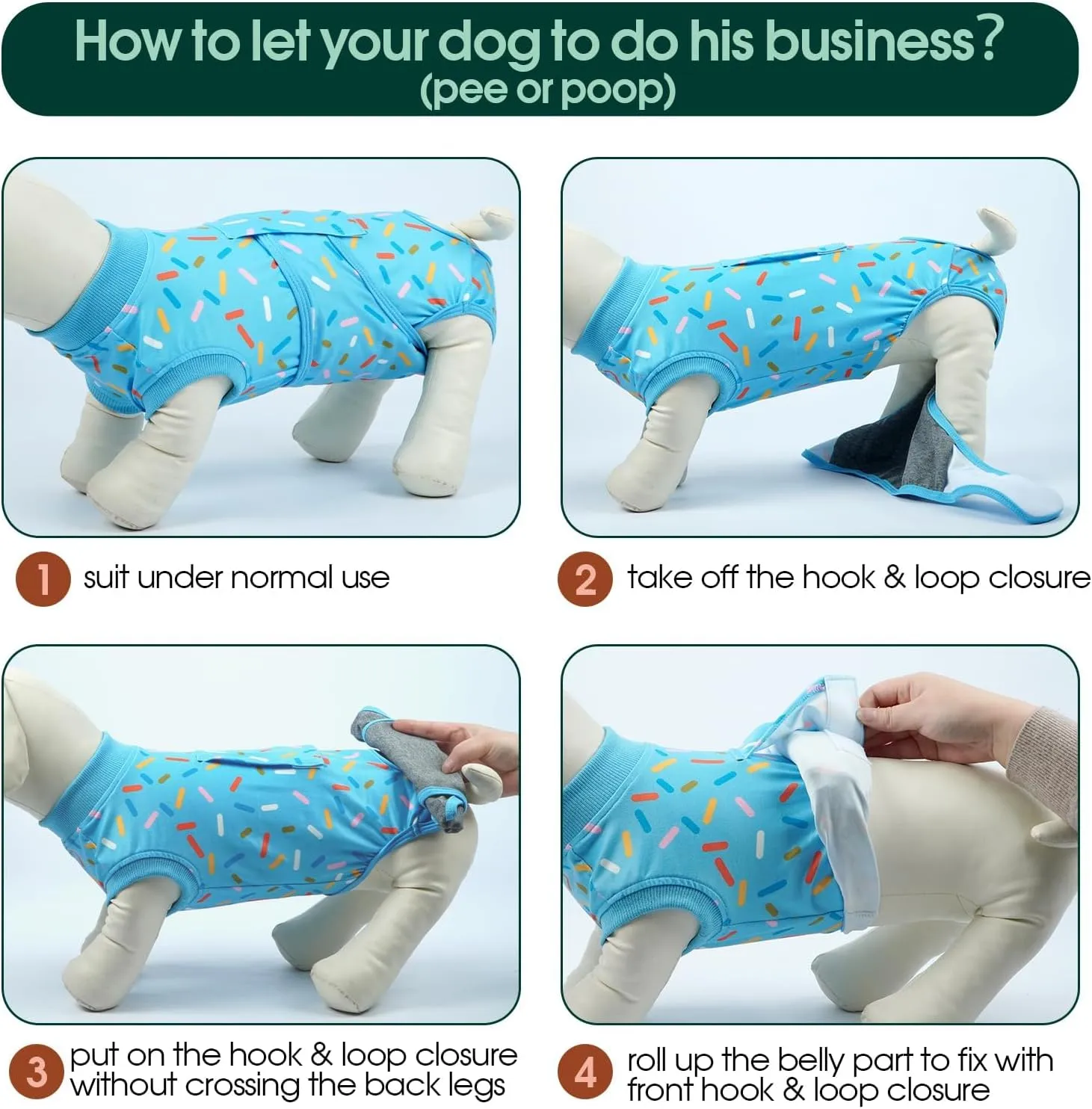 Kuoser Dog Recovery Suit for Post-Surgery Care, Spay Neuter Bodysuit for Female & Male Dogs, Anti-Licking Surgical Onesie, Snug Fit for Abdominal Wound Protection & Skin Healing, Blue S